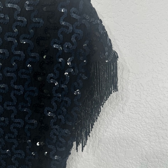 Vintage Beaded Flapper Style Backless Dress Sequins Beaded Women’s Size Large - Picture 8 of 9